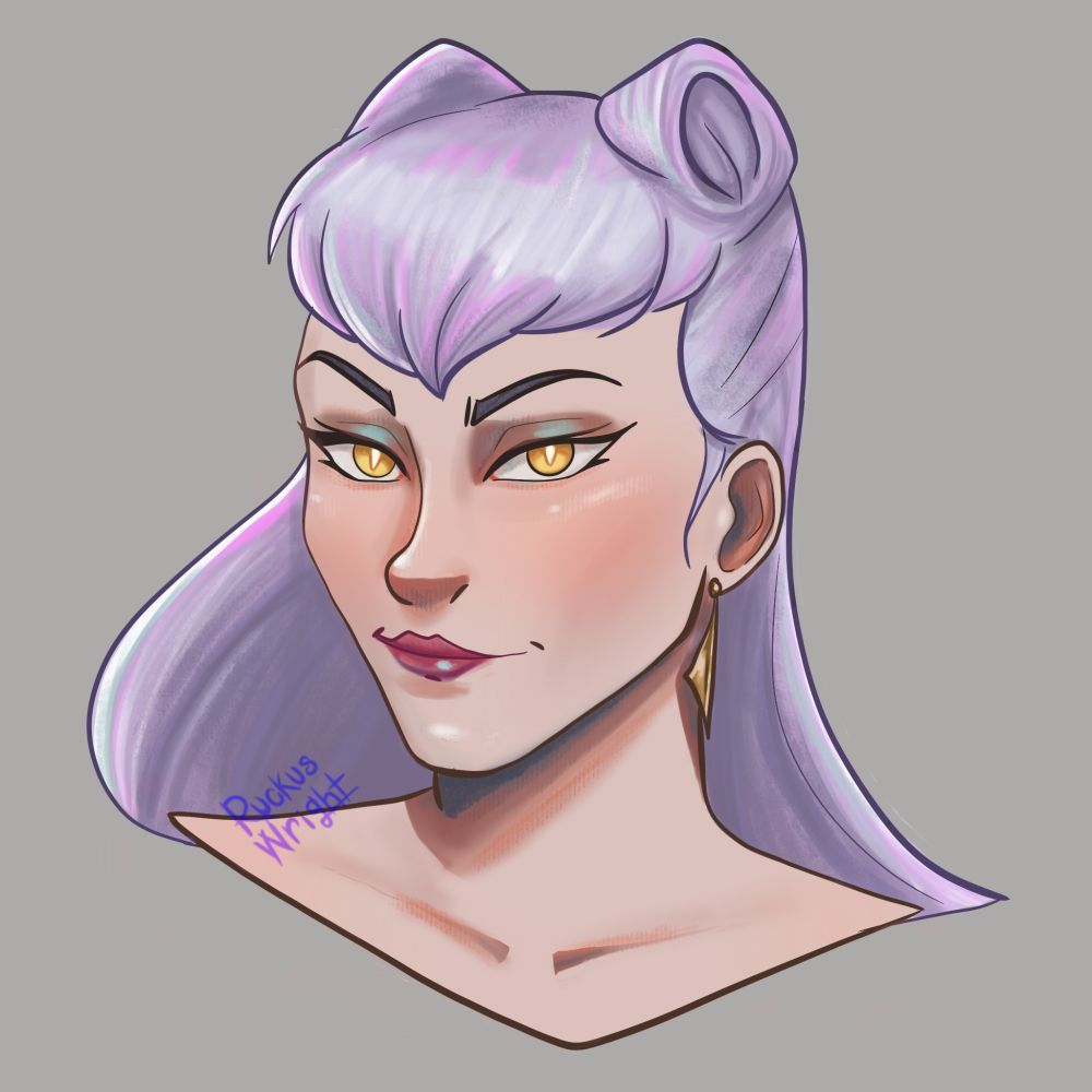 Head sketch of All Out Evelynn from League of Legends