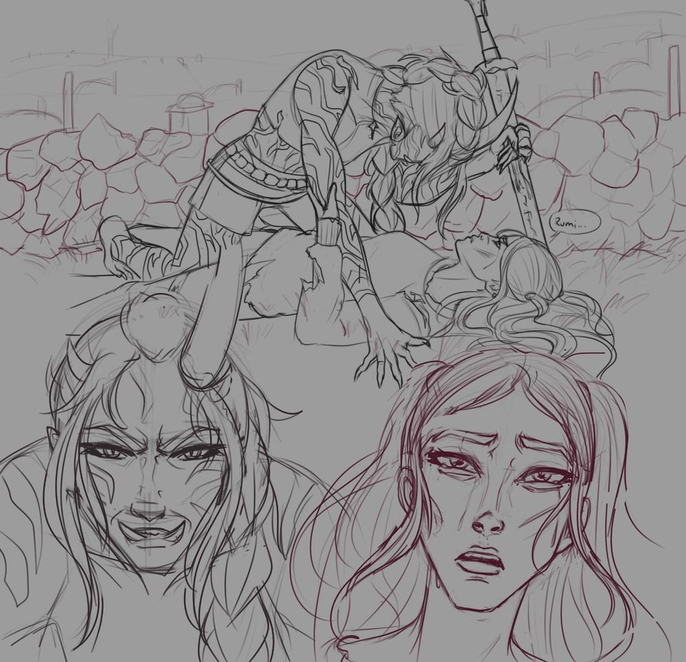 Demon Rumi faces off against a startled Mira 