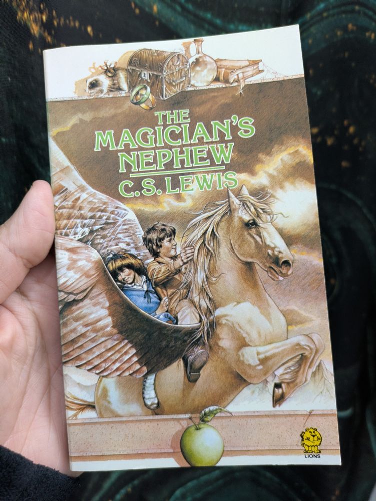 Illustrated 80s cover of The Magician's Nephew by C. S. Lewis. 