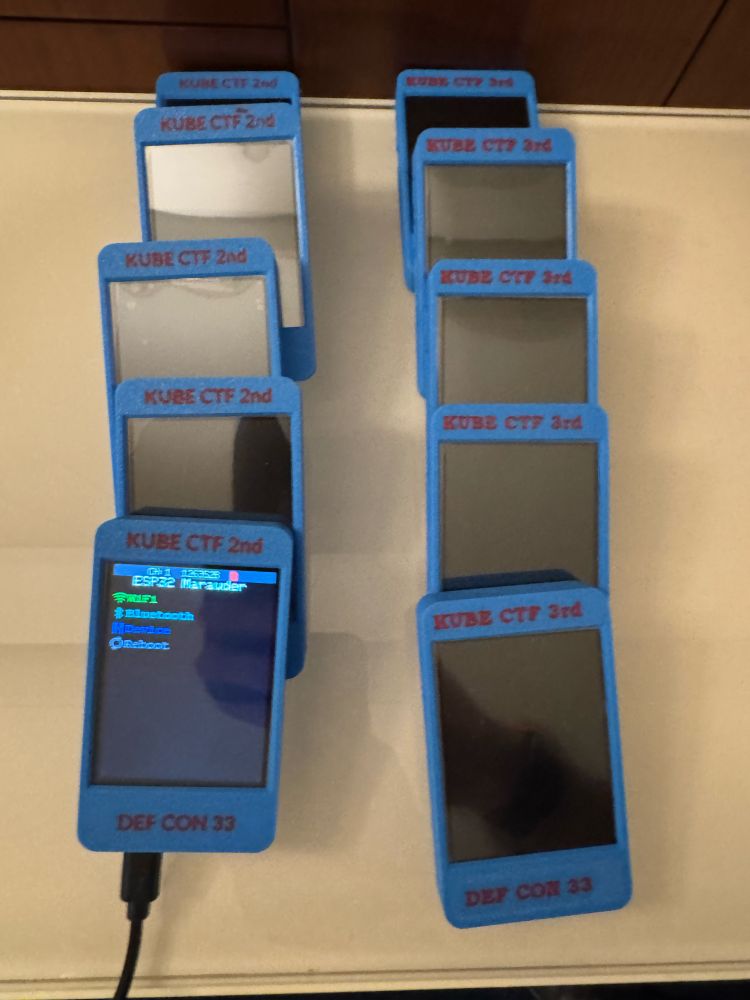 Kube CTF 2nd and 3rd place prizes: Marauder ESP32 in custom cases