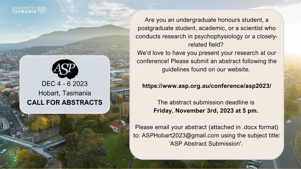 Call for abstracts, Australasian Society for Psychophysiology conference