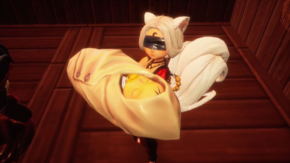 meu personagem em blade & soul segurando um bebê.