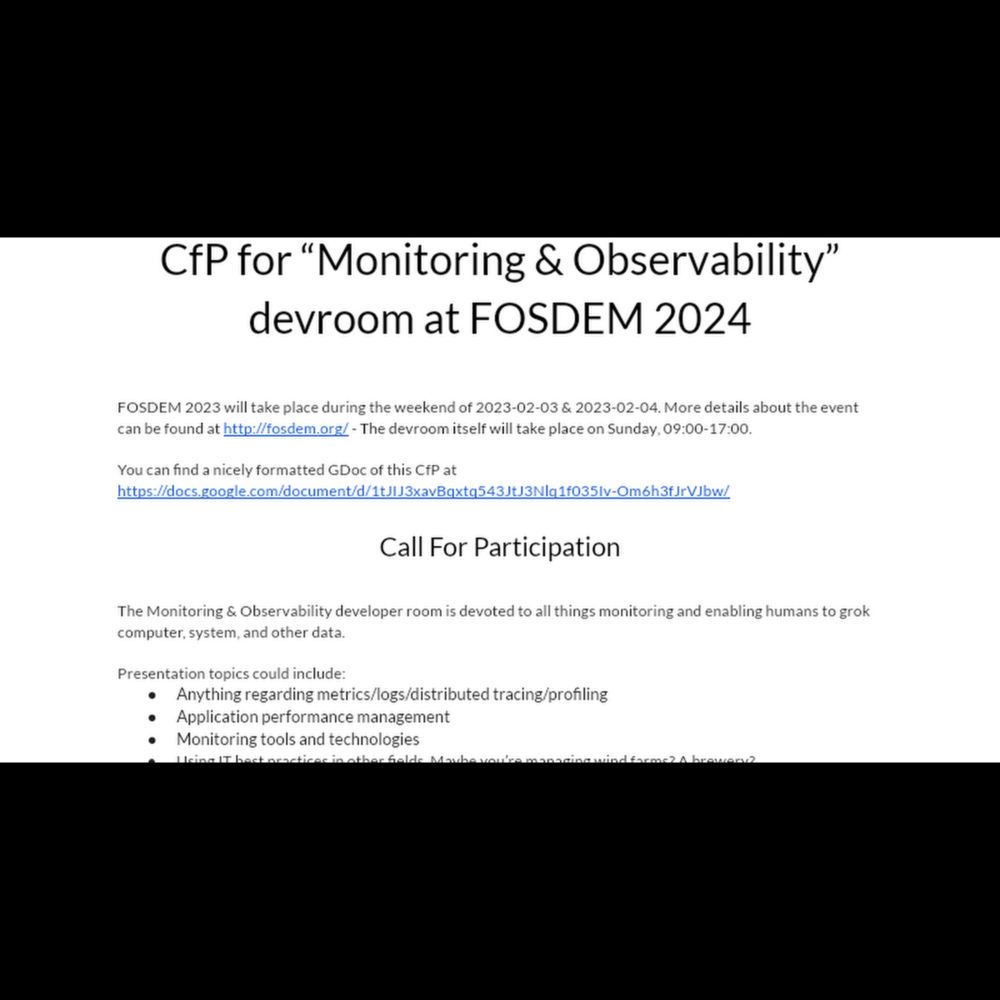 2024 - Monitoring & Observability devroom CFP