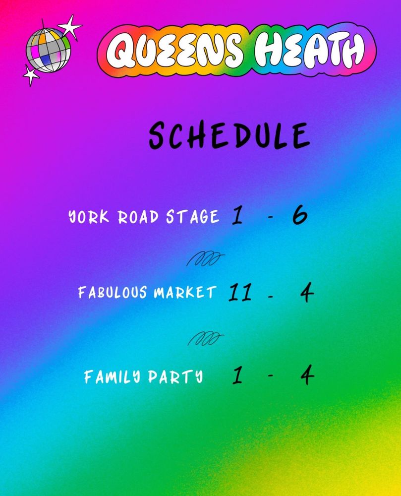 Queens Heath Pride Schedule. 