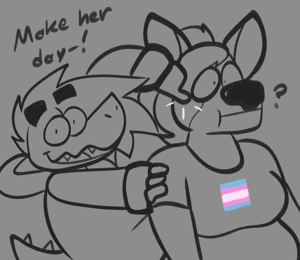 Krista being silly with her gf the doe Squidney "Make her day-!"