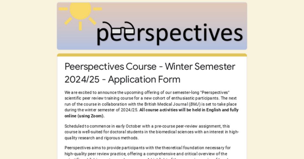 Peerspectives Course - Winter Semester 2024/25 - Application Form