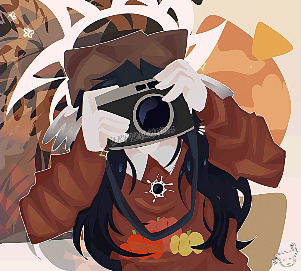 A young girl holds up a camera at the POV.