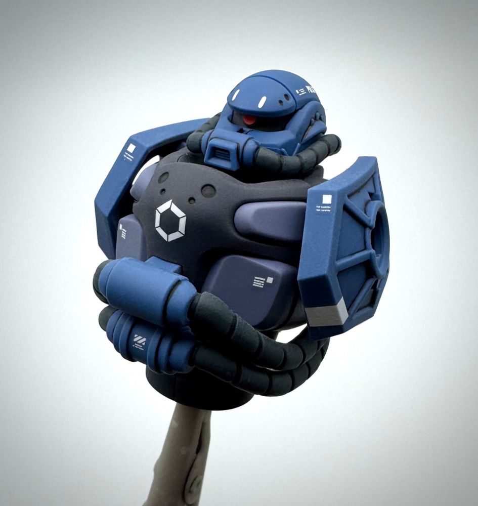 HG GQ 1/144 Police Zaku head and body assembly using G-Rework water slide decals