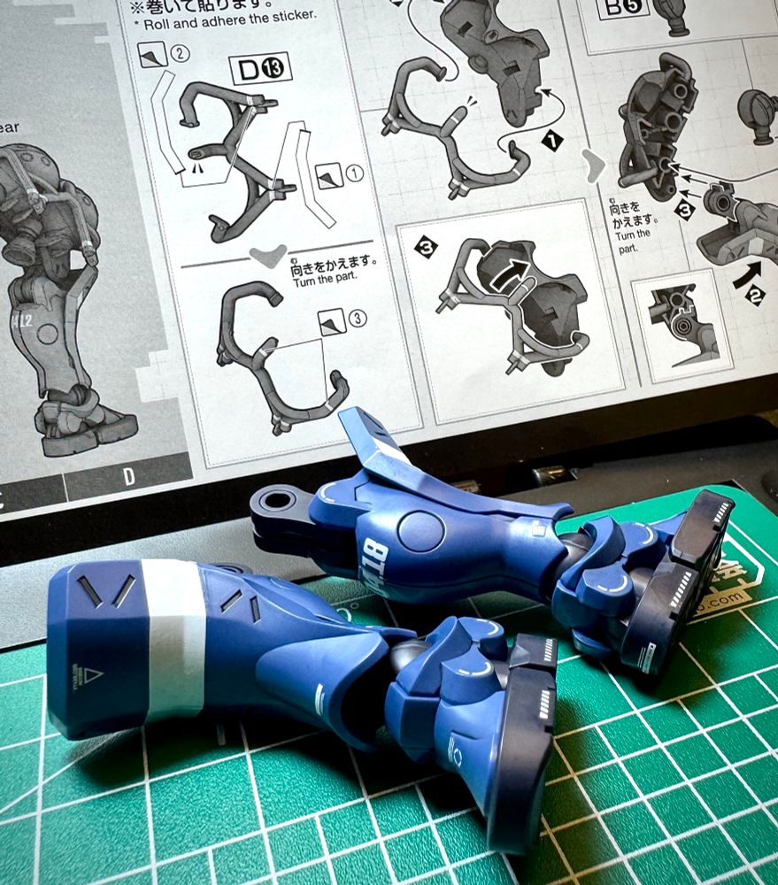 HG GQ 1/144 Police Zaku lower leg assemblies and G-Rework water slides decals