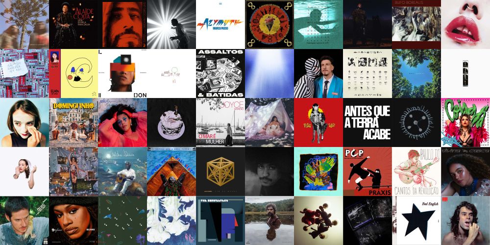 Imagem com as capas dos 50 discos escolhidos pela APCA como melhores do 1ºsemestre de 2025. A lista pode ser conferida no link anexo. 