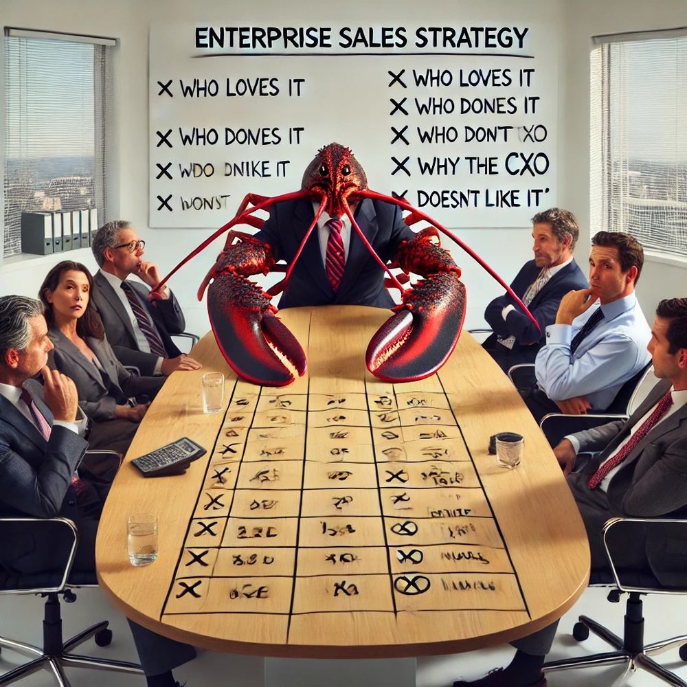 A lobster closing an enterprise deal.