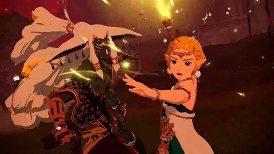 Screenshot Nintendo Switch 2 Direct from Age of Imprisonment with Zelda and Rauru fighting
