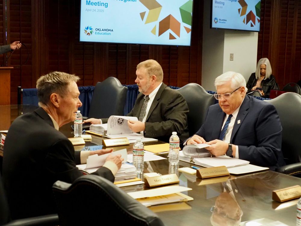Four members of the Oklahoma State Board of Education invoked a state law that allows a majority of the board to schedule a meeting.