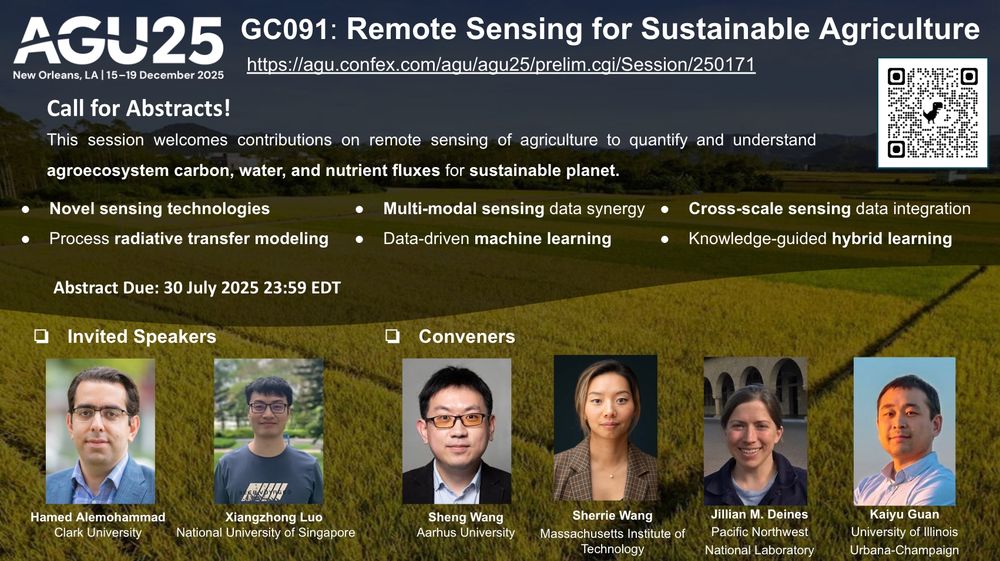 Photo describes session and conveners, which can also be accessed at the provided link. Session: Remote Sensing for Sustainable Agriculture