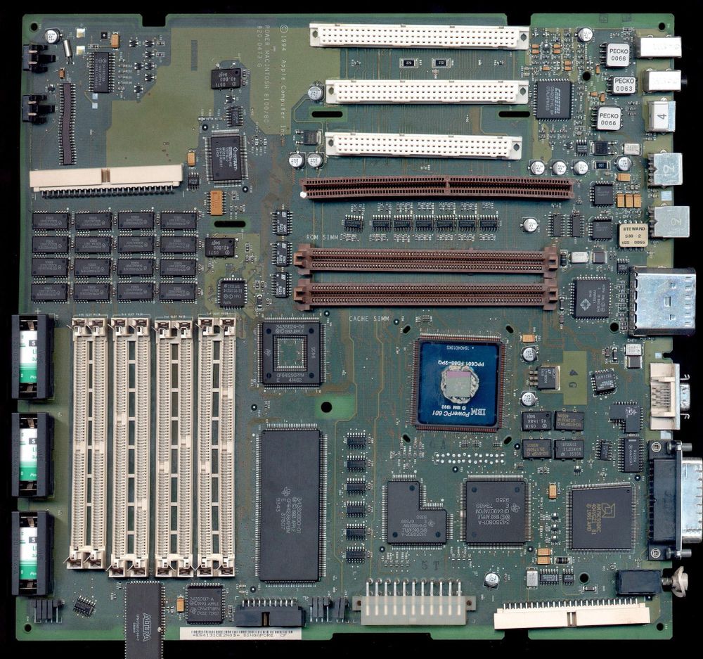 A slightly wobbly MacIntosh motherboard
