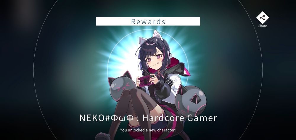 A picture of Neko from Cytus 2 with the text NEKO#ΦωΦ : Hardcore Gamer