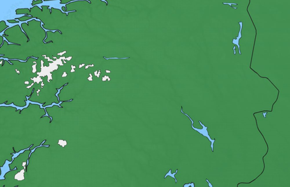 Close-up of Norway showing height data very, very faintly superimposed on the map
