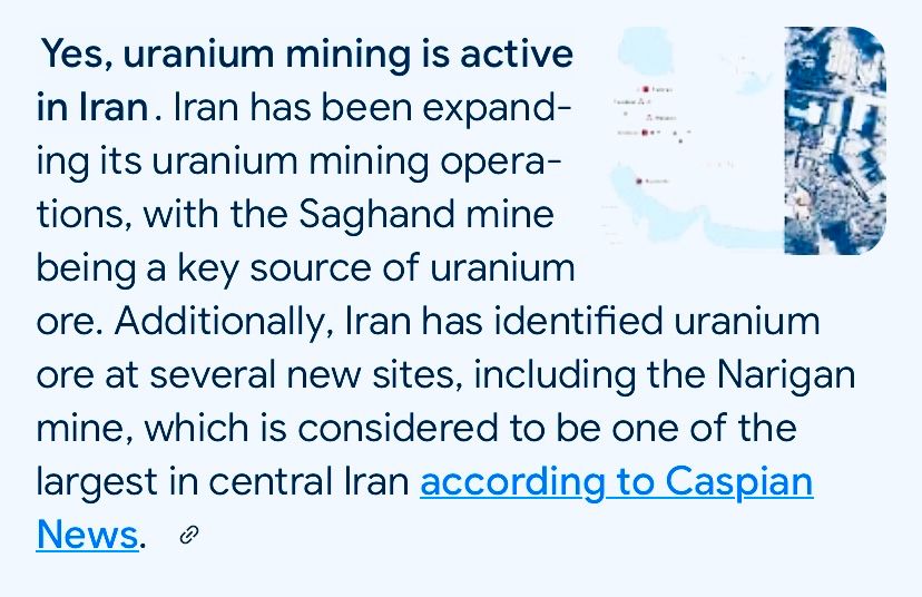 The image is a description of uranium mines in Iran.