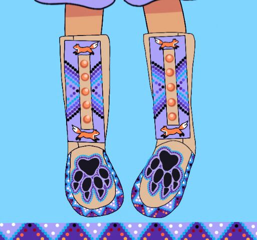 My original vtuber design with fox themed beadwork. The design is inspired by my real life moccs. 