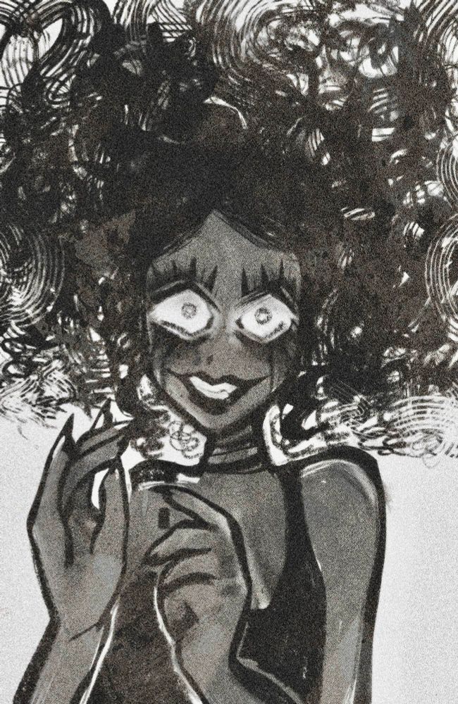 a drawing of a character who looks creepy
