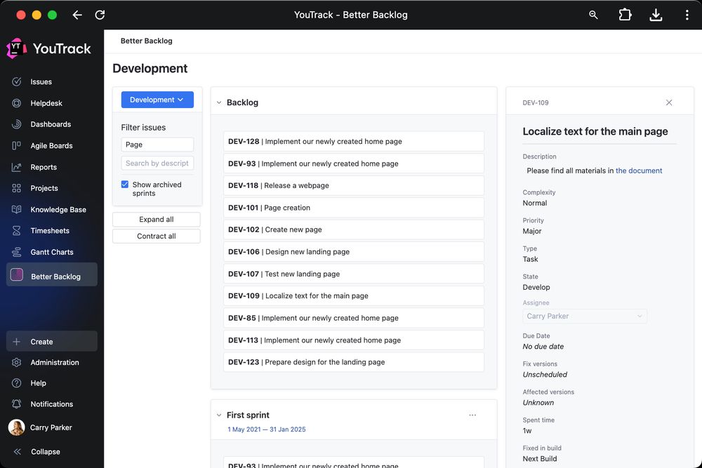 Better Backlog app