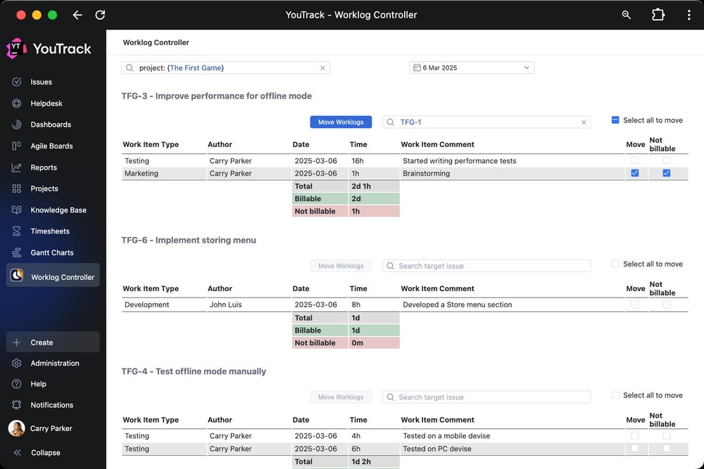 Worklog Controller app
