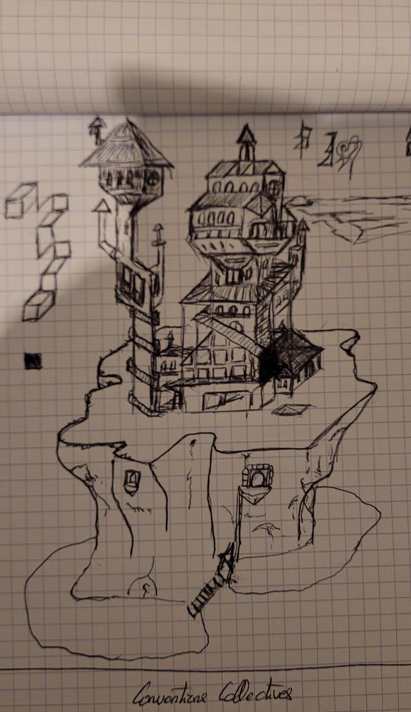 Un dessin de cité un peu branlante.

Clairement pas fini