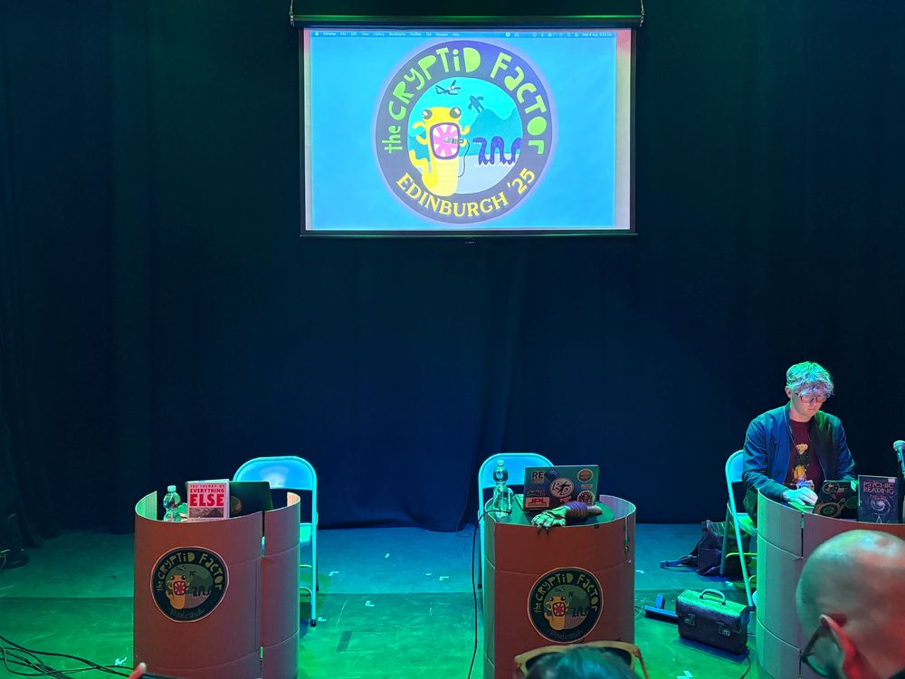 a picture from Aud’s second row seat to see The Cryptid Factor Live! Edinburgh ‘25 