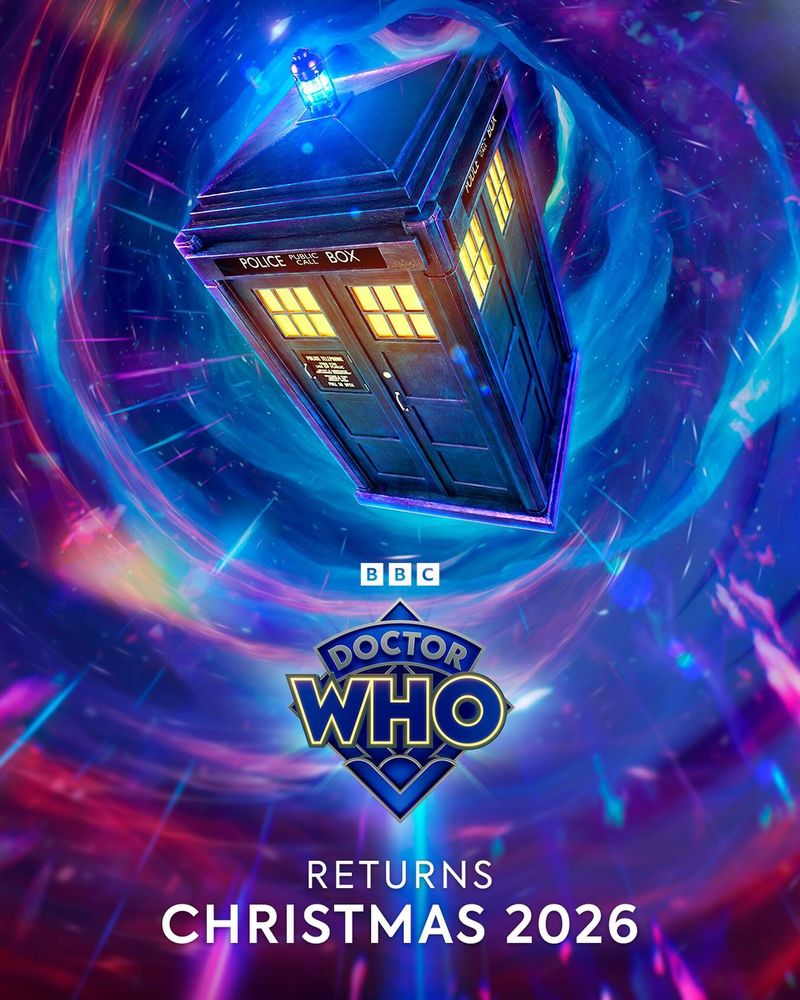 Visuel promotionnel de la BBC annonçant le retour de Doctor Who pour un Spécial de Noël en 2026. 