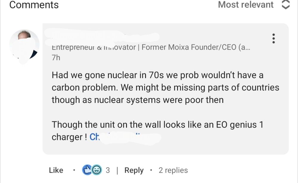 Entrepreneur and innovator says if we'd gone nuclear in 70s we wouldn't have a carbon problem but we might be missing parts of some countries.