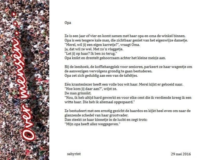 Een klein verhaaltje over een opa en zijn peuter kleindochter. 