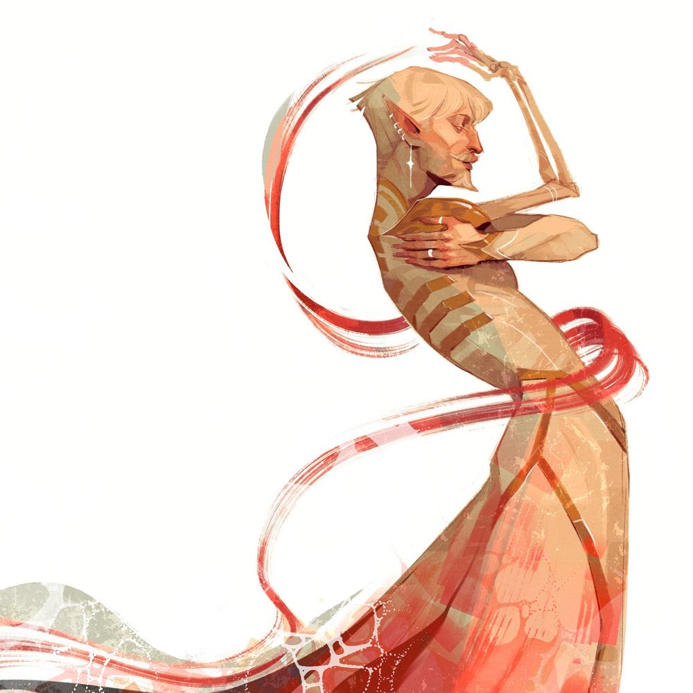 Virgil again, twirling what seems to be blood around him like a ribbon. He appears to be quite fragile with his delicate move, but don’t be fooled, everything is meticulously prepared.
