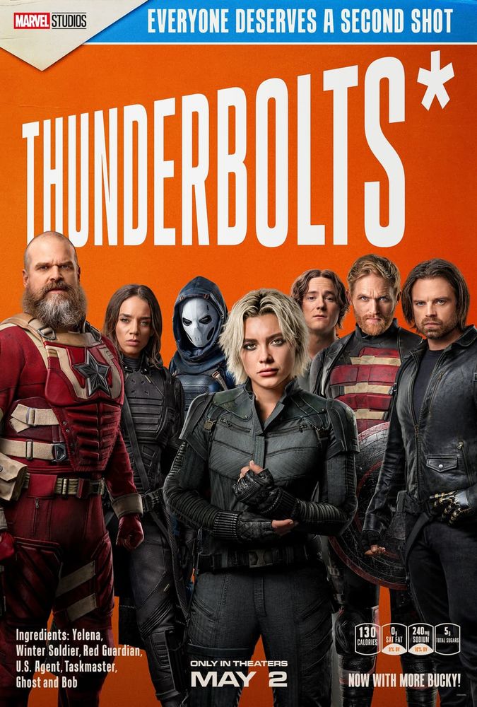 Marvel's Thunderbolts' Wheaties poster (orange background with white text)
