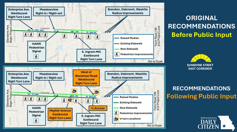 MoDOT is moving forward with plans to install medians on East Sunshine Street, among other improvements. In response to concerns from the local business community, MoDOT has scaled back some of the proposed medians and is reducing the number of driveway removals compared to what was originally proposed in 2023. (Photo provided by the city of Springfield)