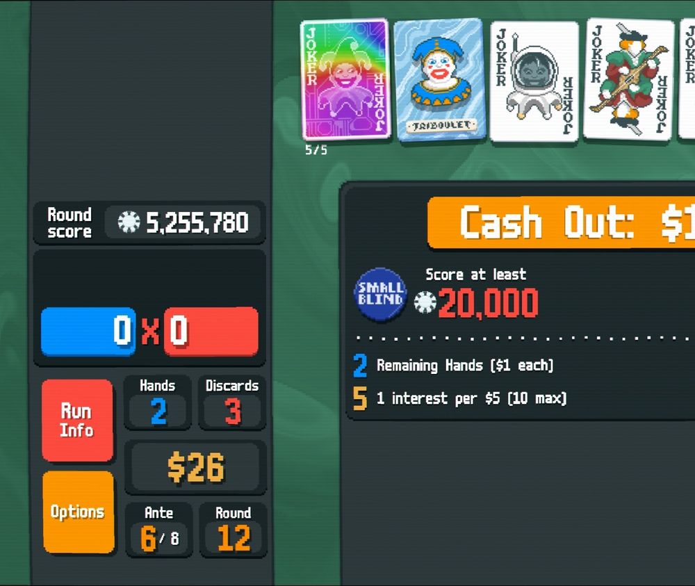 A score of over 5 million points in one hand in the game Balatro.