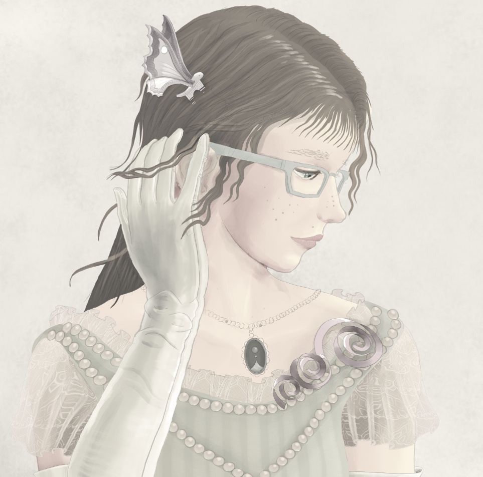 Illustration of a woman wearing Victorian formal wear