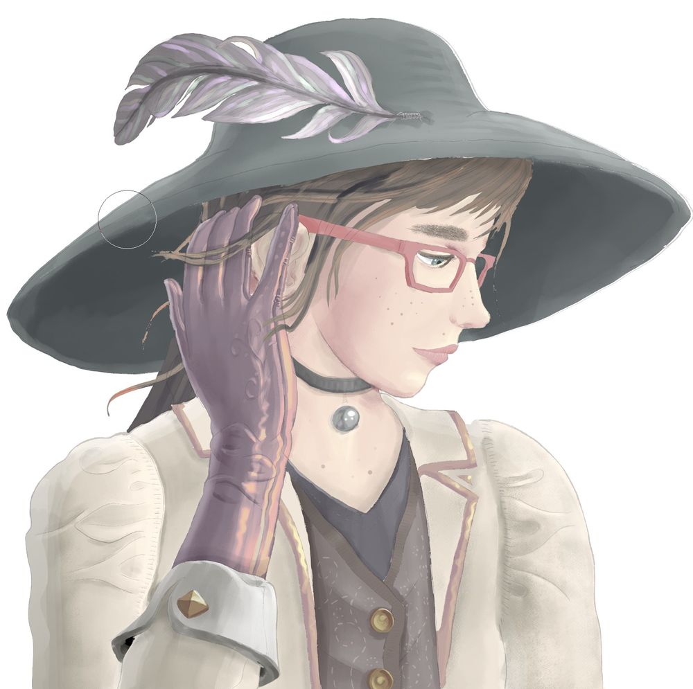 Illustration of a woman wearing early 20th century inspired clothes with various modern accents