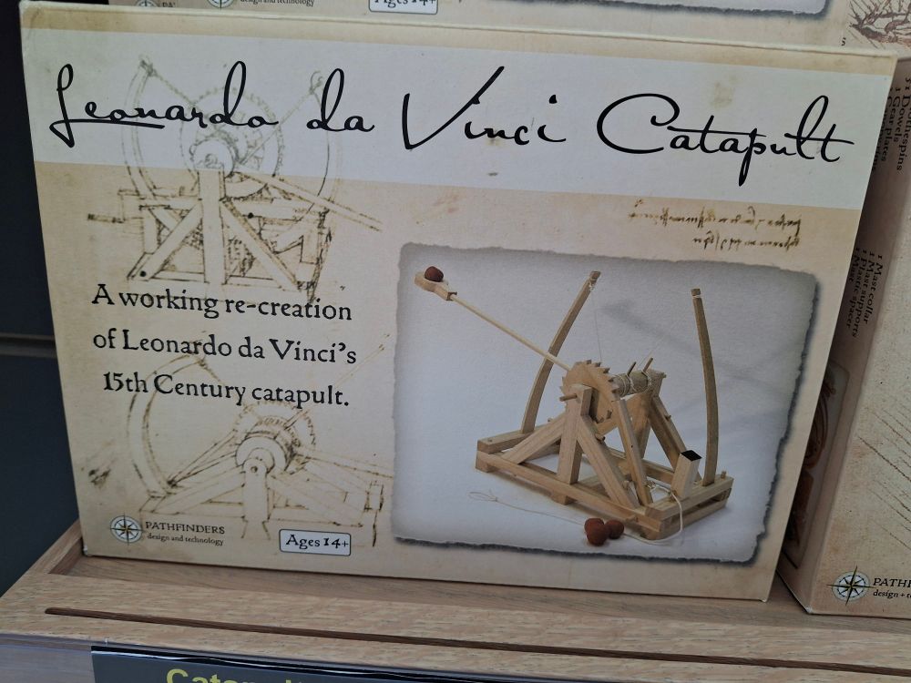 Model of Leonardo da Vinci's catspult design.
