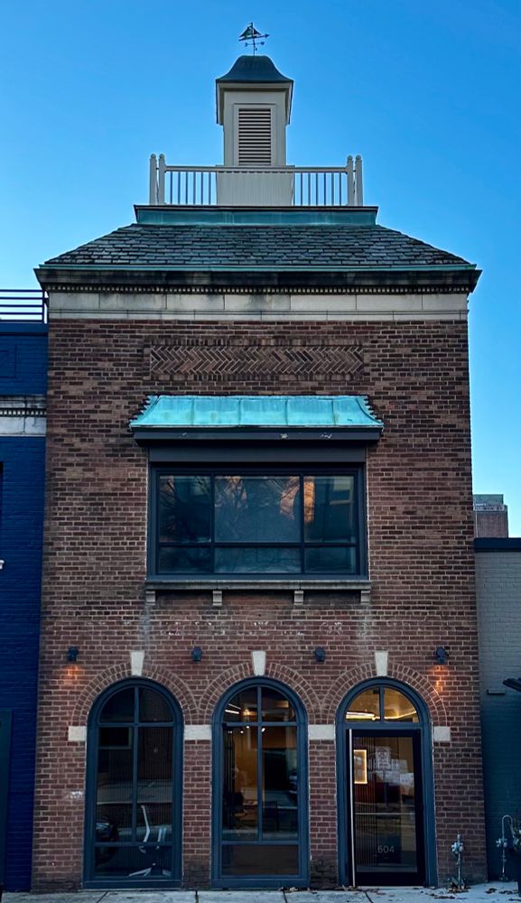 A gloomy pile of bricks looms in the early-morning light of Old Town Alexandria.  