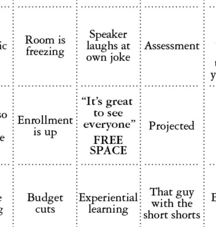 First Faculty Meeting of the Year Bingo