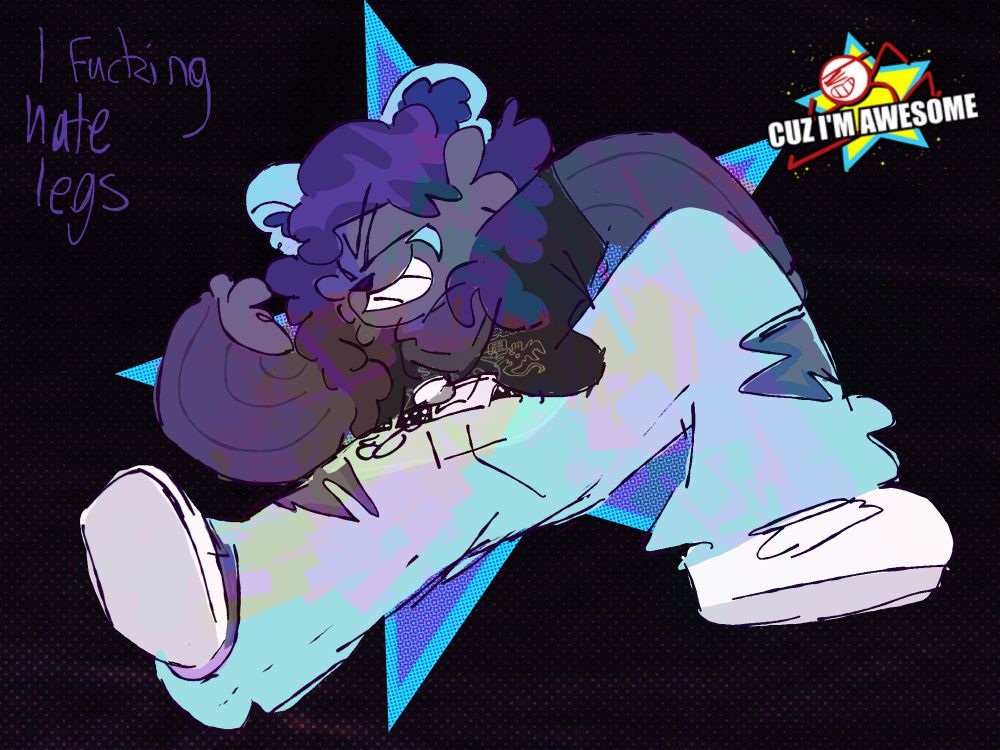 Another fullbody drawing of aninight’s fursona, Asti. They are wearing the same clothes as before, and are still wearing a happy expression on their face.

In this drawing, Asti is replicating a pose done by Red from Dick Figures that is from one of the show’s merch designs for him.

The pose is of him in the air, as if he had jumped before hand, and somewhat resembling air guitar with his arms. The jump also resembles an exaggerated kick. Asti is drawn replicating this exact pose.