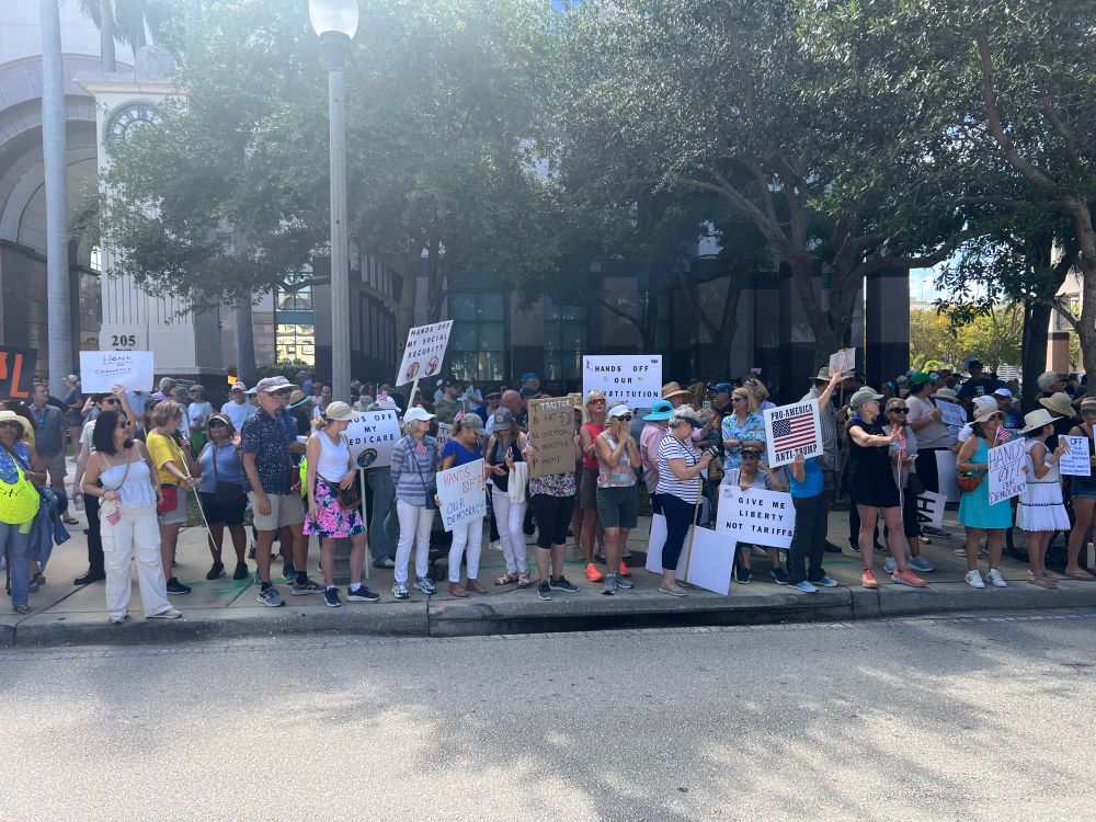 Protestors at the Hands Off, West Palm Beach rally