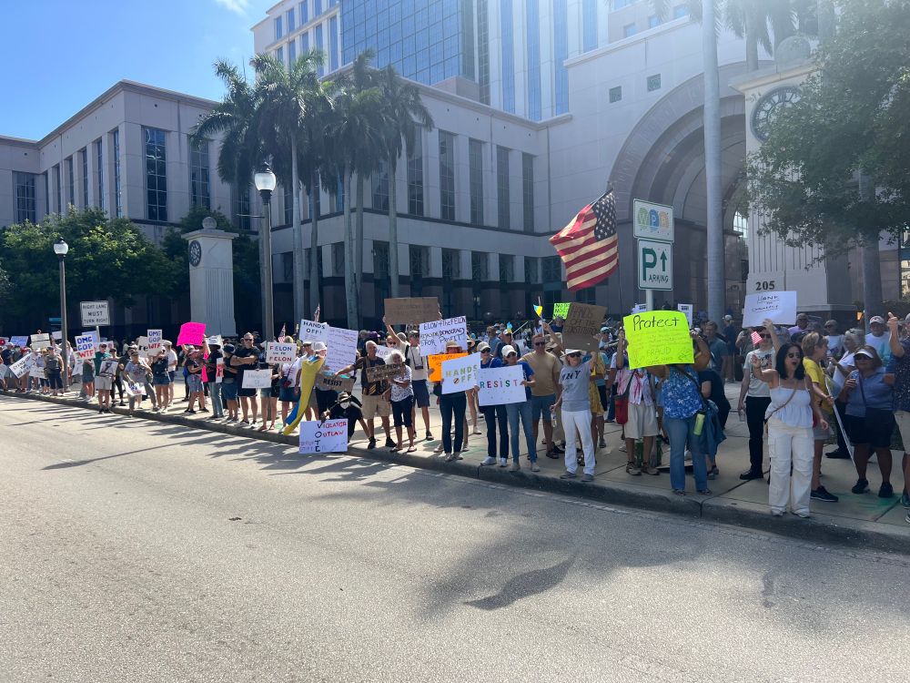 Protestors at the Hands Off, West Palm Beach rally