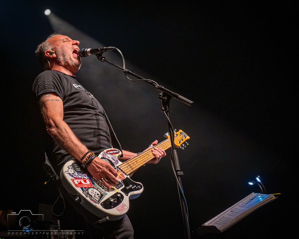 Peter Hook on stage at York Barbican in October 2024.