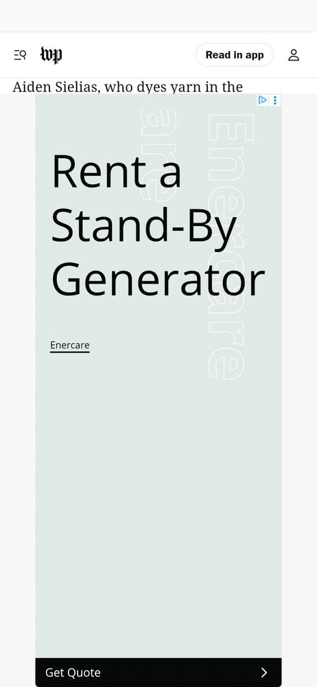An image of what's serms to be an article in the Washington Post almost completely covered by an ad, rendering it completely unreadable