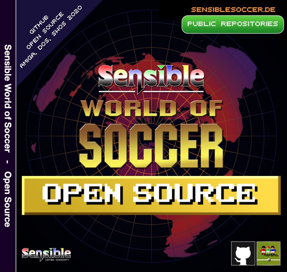 Sensible soccer vide game cover art with open source written on it