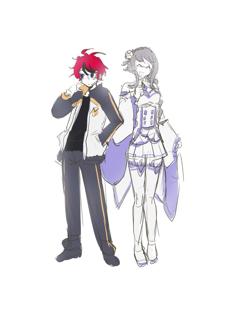 takumi sumino and nozomi kirifuji from hundred line dressed as natsuki subaru and emilia from re zero