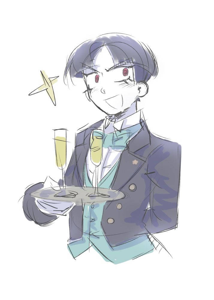 Sketch of Gaku Maruko from The Hundred Line: Last Defense Academy , in the pop-up shop collaboration outfit 