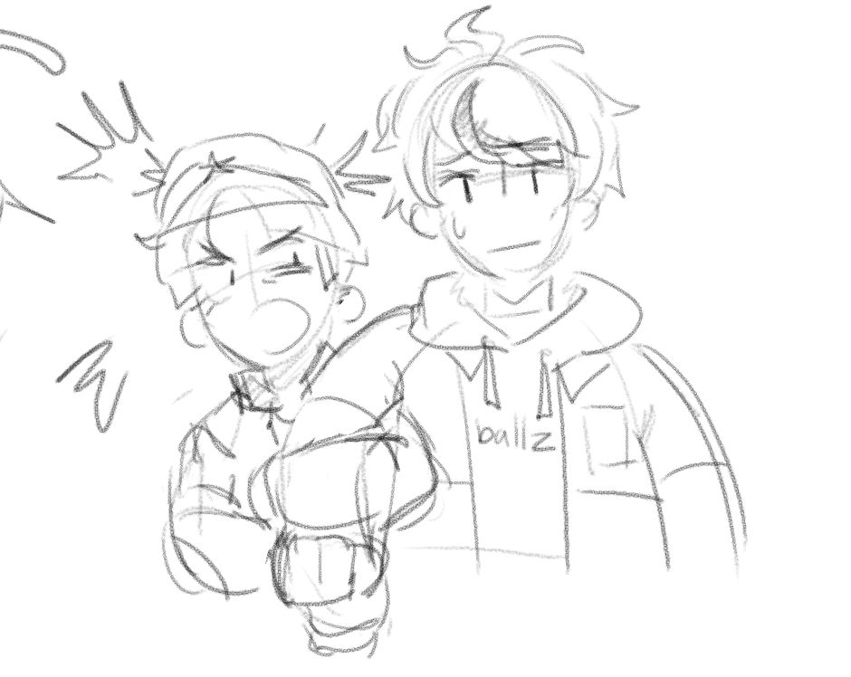 Gaku maruko latching onto Takumi Sumino's arm like the clingy bf (best friend) he is