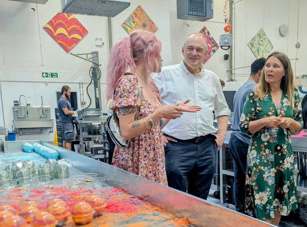 Vikki with Ed Davey on a tour at Lush 